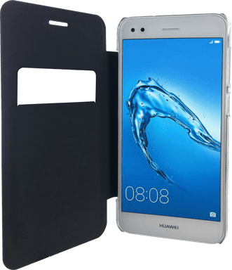 BigBen Connected Funda con cierre para Huawei Y6 Pro 2017 antichoque con tarjetero Negro transparente