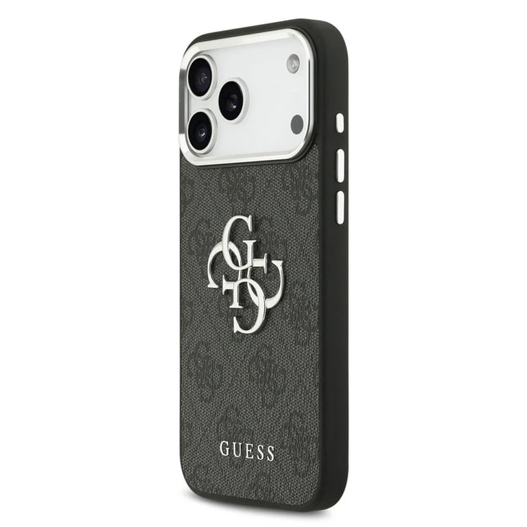 Guess Coque 4G Metal Logo Backcover pour Apple iPhone 17 Pro - Silver Edge Noir - vue 2