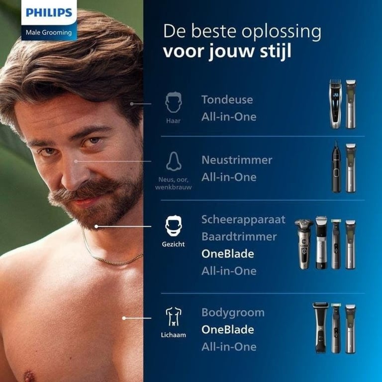 Rasoir Philips OneBlade 360 Connectivity QP4631/65 Charbon de bois et Citron vert pour visage et corps 60 min, tondeuse, étui de voyage - Neuf