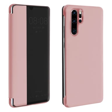 Housse pour Huawei P30 Pro Étui Grande Fenêtre Translucide Coque Rigide Rose champagne