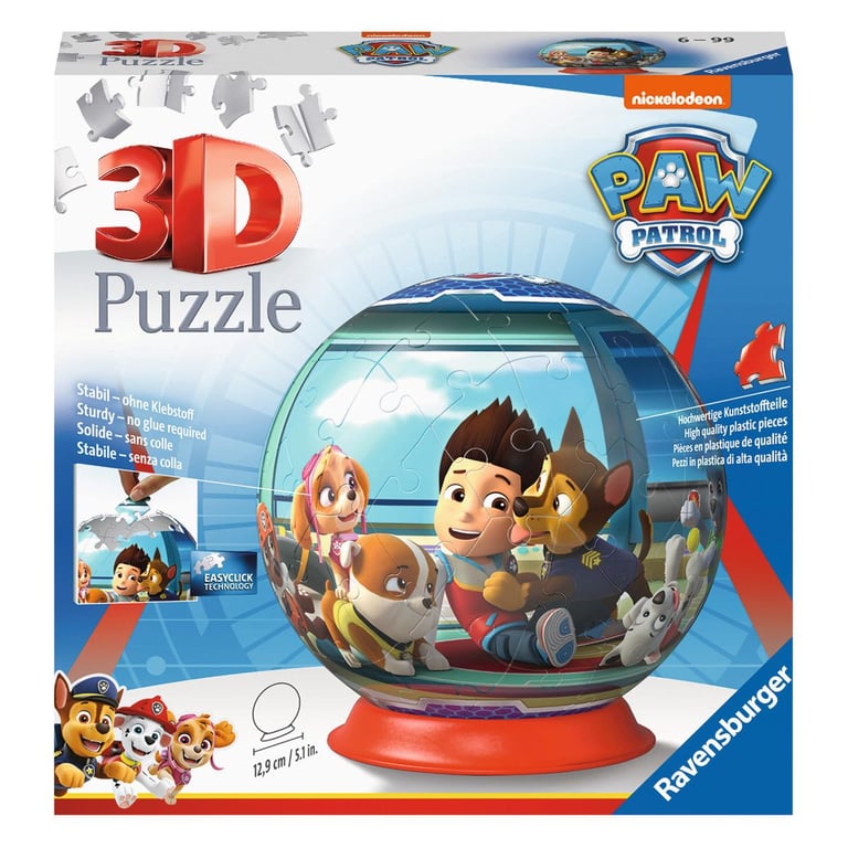 Puzzle Ball 3D 72 pièces : Pat'Patrouille Paw Patrol Ravensburger France - vue 4