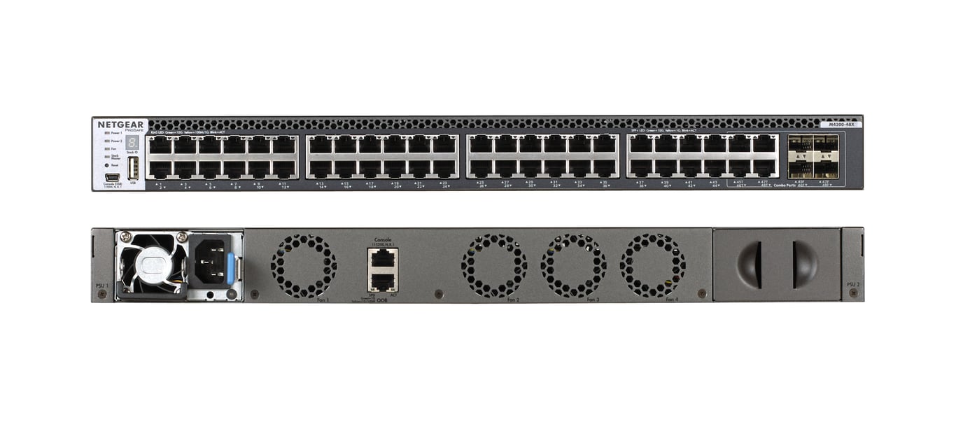 NETGEAR M4300 48X Commutateur C3 Géré 48 x 10 Gigabit Ethernet + 4 x 10 Gigabit SFP+ partagés flux d'air de 'avant vers 'arrière Montable sur rack - vue 2