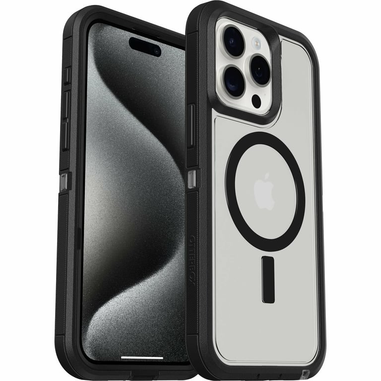 OtterBox Coque Defender Rugged avec MagSafe iPhone 15 Pro Max - Transparent / Noir