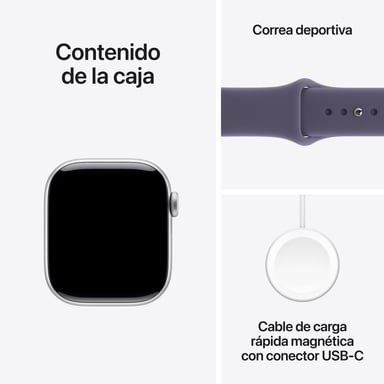 Apple Watch Series 11 GPS + Cellular 42mm Boitier en Aluminium Argent avec Bracelet Sport Brume Violette - S/M