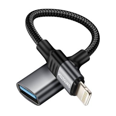 Swissten Adaptador OTG Lightning-USB para iPhone Negro