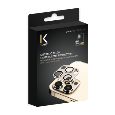 Coprilente in lega metallica per Apple iPhone 12 Pro, oro platino