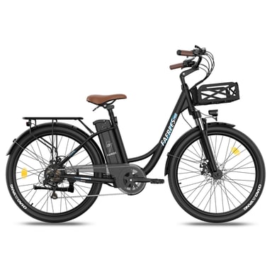FAFREES F26 Lasting Bicicleta Eléctrica - Motor 250W Batería 36V25Ah 26x1.95 Pulgadas Ruedas Frenos Disco Mecánicos - Negra