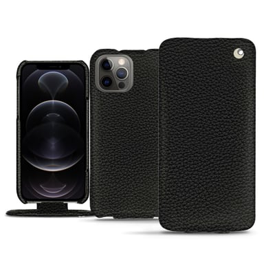 Housse cuir Apple iPhone 12 Pro - Rabat vertical - Noir - Cuir grainé