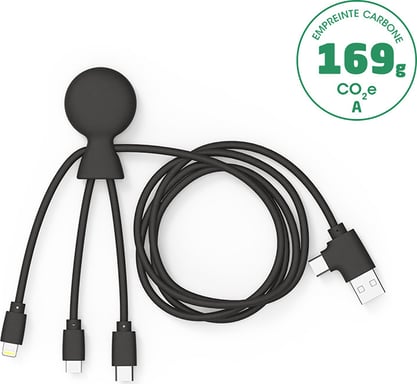 Câble 5 en 1 Mr BIO Biodégradable USB A+C/micro USB & USB C & Lightning 1m Noir Xoopar