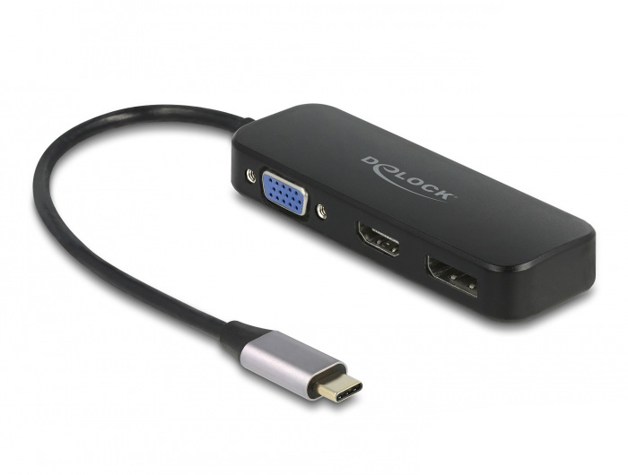 DeLOCK Adaptateur USB Type C vers VGA / HDMI / DisplayPort 4K 60 Hz Neuf