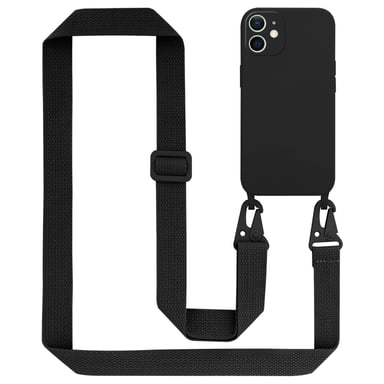 Tour de cou chaîne pour Apple iPhone 12 MINI en LIQUID BLACK Housse de protection en silicone avec cordelette réglable