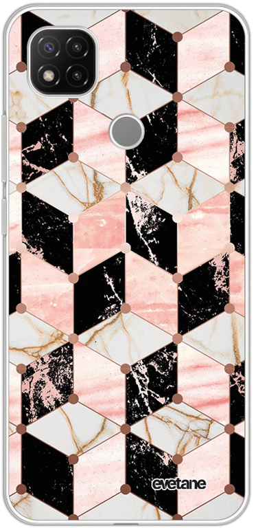 Evetane Coque Xiaomi Redmi 9C 360 intégrale transparente Motif Cubes Marbres Tendance