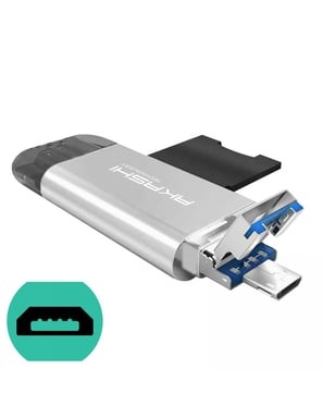 Altadif ALTSDREADER3IN1 Lettore di schede di memoria USB Tipo-A/USB Tipo-C/Micro-USB Bianco