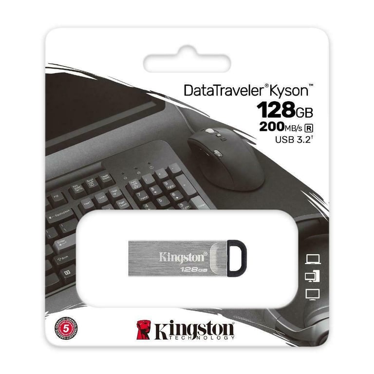 Kingston Technology DataTraveler Kyson lecteur USB flash 128 Go USB Type-A 3.2 Gen 1 (3.1 Gen 1) Argent