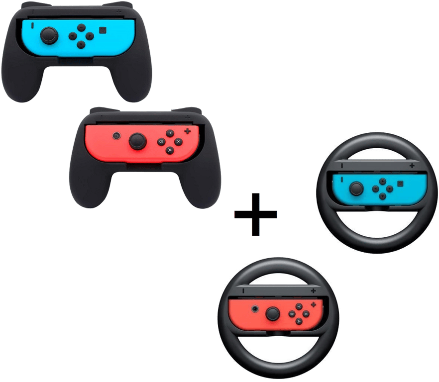 Pack pour Manette Joy-Con (Poignée x2 + Volant x2) NINTENDO Switch Mario Kart Lot de 2