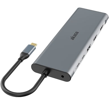 Akasa AK-CBCA28-18BK base para portátil y replicador de puertos Alámbrico USB 3.2 Gen 1 (3.1 Gen 1) Type-C Negro, Gris