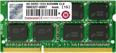 Transcend JetRAM DDR3 module 4 Go SO DIMM 204 broches 1333 MHz / PC3 10600 CL9 1.5 V mémoire sans tampon non ECC pour ASUS P8H67 I DELUXE Lenovo IdeaPad Y410p - vue 3