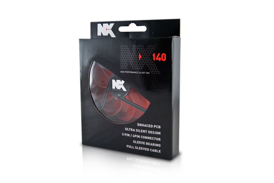 NOX NX140 système de refroidissement d'ordinateur Boitier PC Ventilateur 14 cm Noir, Rouge