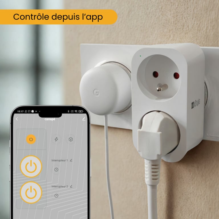 Double Prise Wi Fi + BT format FR compteur de consommation - vue 6