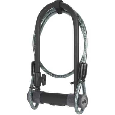 YALE Antirrobo en U de Seguridad - Certificado Sold Secure Silver + Cable - Para Bicicleta, MTB - 230 x 115 x 13 mm