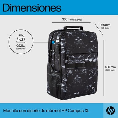 HP Mochila Campus XL con patrón de mármol