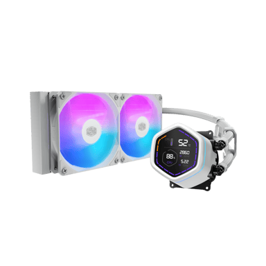 Refroidisseur AIO COOLER MASTER ML Core Nex Digital 240 - 240mm ARGB, écran hexagonal, 2x120mm, blanc - Neuf