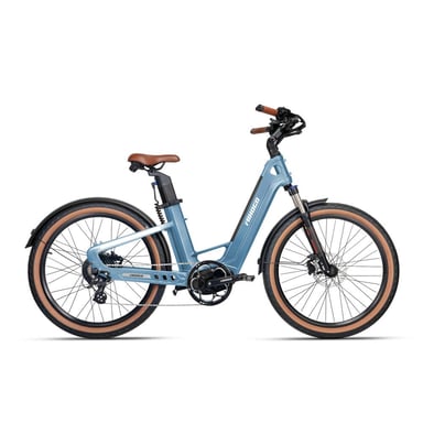 Bicicleta eléctrica de fibra de carbono MIHOGO AIR MAX con doble batería, app inteligente y frenos hidráulicos - azul