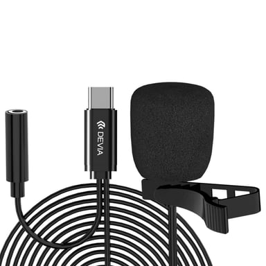 Microfono Lavalier Cablato USB-C Registrazione HD con Clip di Fissaggio e Cavo