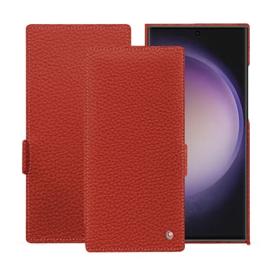 Housse cuir Samsung Galaxy S24 Ultra -  - Orange - Cuir grainé
