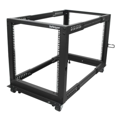 StarTech.com Rack Serveur Mobile 12U 4 Poteaux, Rack Réseau 19'' 4 Poteaux avec Roulettes, Rack Roulant avec Profondeur Ajustable pour PC/AV/Données/Informatique - Roulettes, Pieds de nivellement ou Fixation au Sol