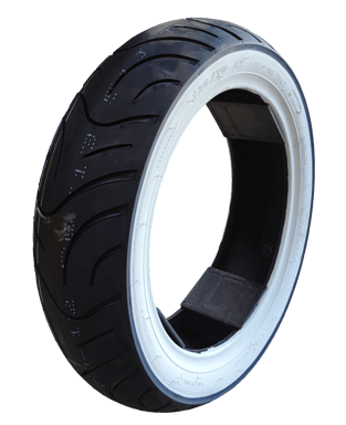 Pneu 120/70 R12 flanc blanc