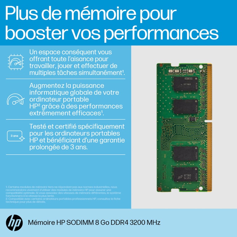 HP 8GB DDR4 3200 SODIMM Memory Neuf - vue 3