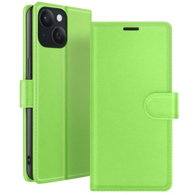 Zanaé Funda tipo cartera para iPhone 15 con soporte y lengüeta magnética Verde