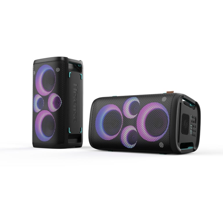 HISENSE HP100E Party Thunder Enceinte Bluetooth portable 620 W avec karaoké, éclairage LED synchronisé et IPX4 Noir - Neuf