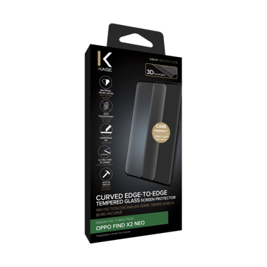 Protezione dello schermo in vetro temperato da bordo a bordo per OPPO Find X2 Neo, nero