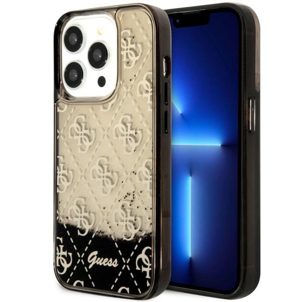 Guess Liquid Glitter Transculent 4G - Coque pour iPhone 14 Pro (Noir) - 3666339116217
