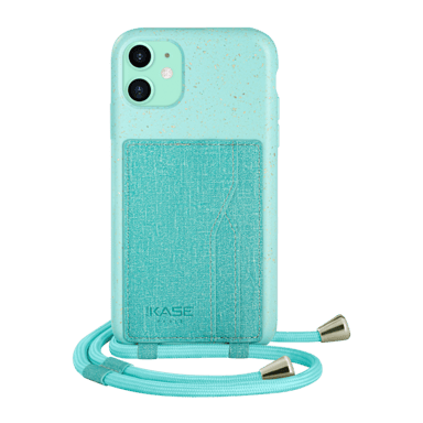 Borsa a tracolla biologica vegana antibatterica per Apple iPhone 11, verde nebbia