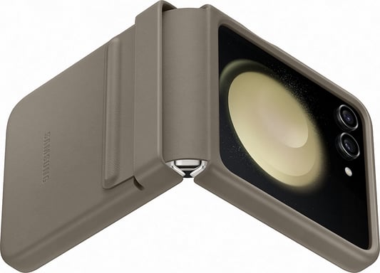 Samsung Funda Premium para Galaxy Z Flip 5 de Cuero Suave y Fino Topo