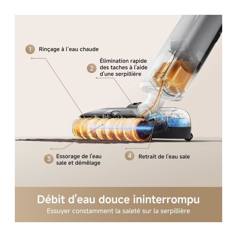 MOVA X4 Pro Aspirateur Laveur Lavage à 'eau chaude Anti enchevêtrement Auto nettoyage à 100 C Aspiration de 20 kPa - vue 4