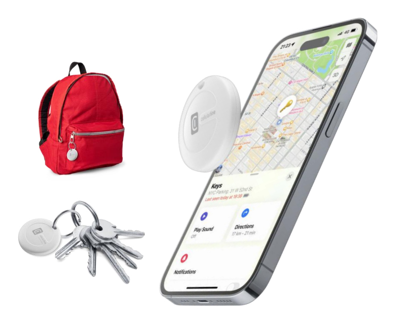 Cellularline Tracy Designed for iOS Dispositif de repérage d'objets compatible avec la technologie Apple Find My