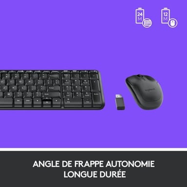 LOGITECH MK220 Conjunto de teclado y ratón - AZERTY - Inalámbrico
