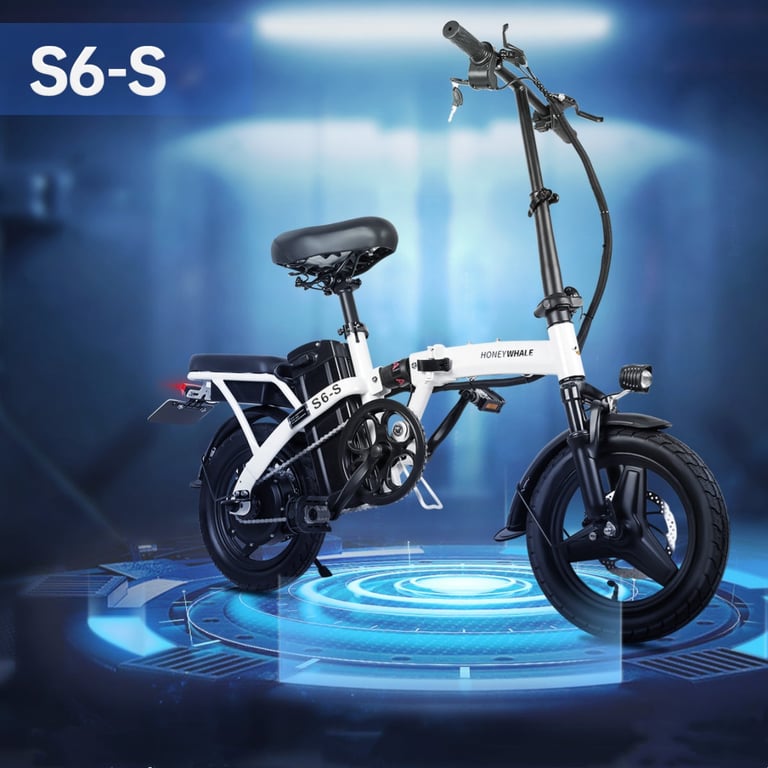 Bicicleta Eléctrica Honey Whale S6-S - Motor 350W Batería 48V10.4AH Autonomía 40KM Frenos de Disco - Blanco