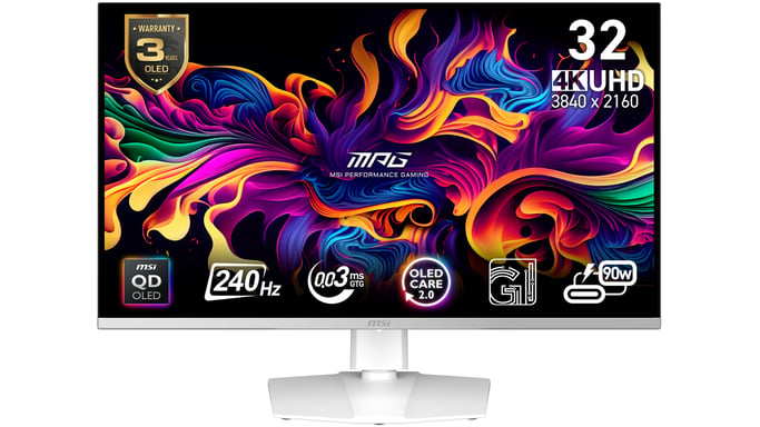 MSI MPG 321URXW QD-OLED pantalla para PC 80 cm (31.5'') 3840 x 2160 Pixeles 4K Ultra HD Blanco