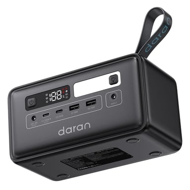 Stazione di alimentazione portatile DaranEner Q200, batteria LiFePO4 da 192?Wh, USB?C bidirezionale 100?W, doppia USB?A 18?W, uscita CC 60?W, ingresso 100?W, ingresso solare 60?W, luce LED, per campeggio e utilizzo all'aperto