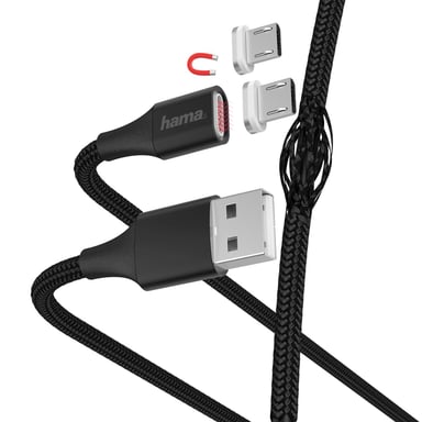 Câble de charge/données Magnetic, micro-USB, 1 m, noir