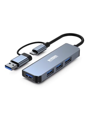 Hub MINEE USB / USB-C con 4 porte USB ultraveloce 3.0 15 cm