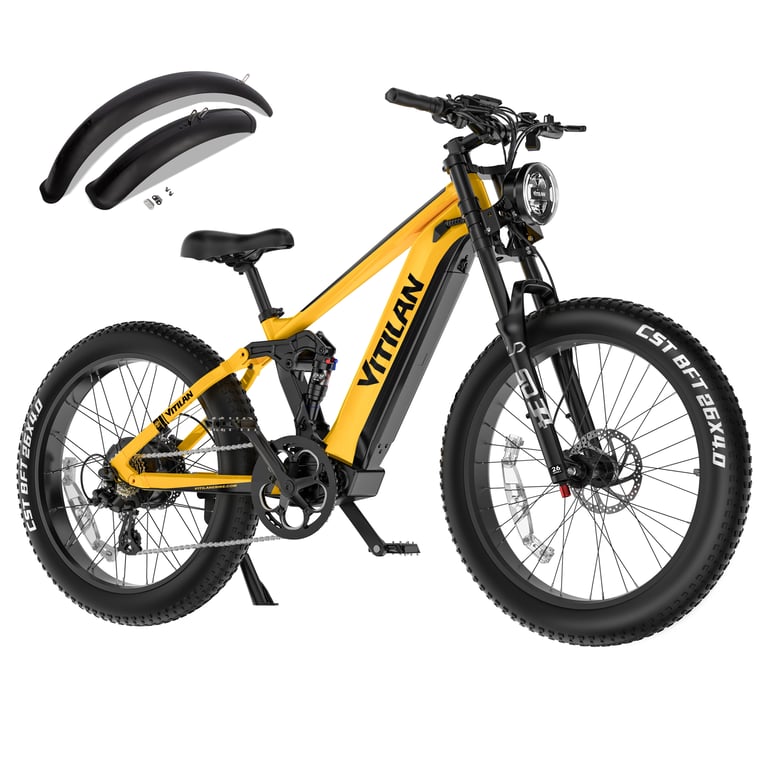 VITILAN T7 Pro Vélo de montagne électrique tout suspendu 26 pouces Fat Tire Ebike batterie amovible 52V 20AH Suspension complète Neuf - vue 4