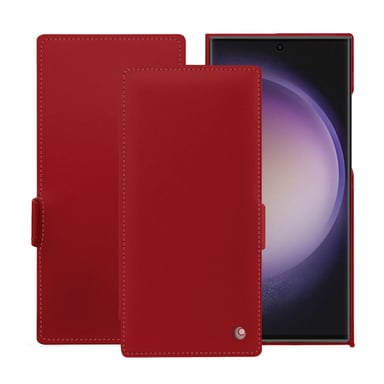 Housse cuir Samsung Galaxy S24 Ultra -  - Rouge - Cuir lisse