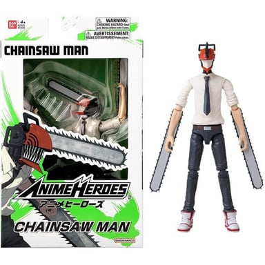 Figurine Anime Heroes Chainsaw Man BANDAI 17 cm en PVC articulée 16 points accessoires tronçonneuses Noir multicolore