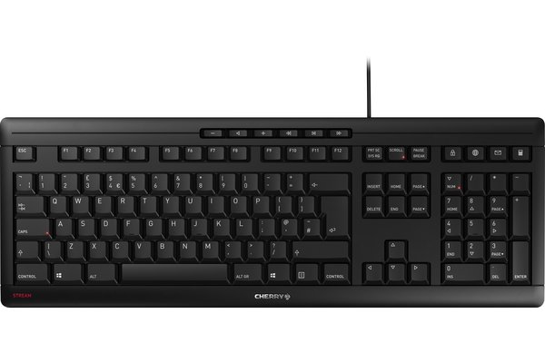 CHERRY Clavier STREAM KEYBOARD USB noir QWERTY (UK) - Neuf